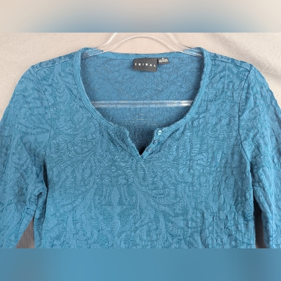 Tribal Y2K 3/4 Sleeve Shirt Size Small Partially Sheer With one Flaw - Picture 6 of 13